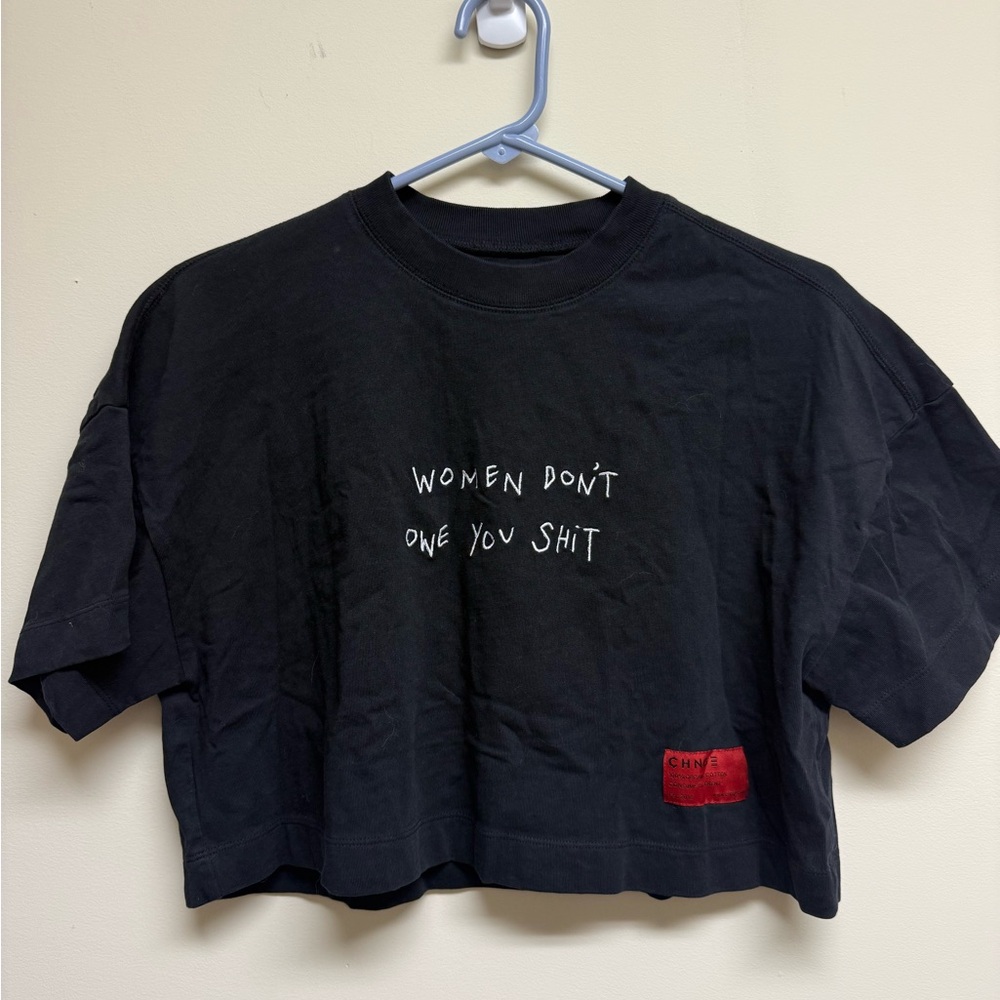 CHNGE Black Tee with Red and White Patch